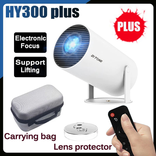 DITONG HY300 Plus Projector Android 4K 1280*720P Dual Wifi 300ANSI Video Cinema Outdoor Portable  home hd led HY300 Pro Projetor